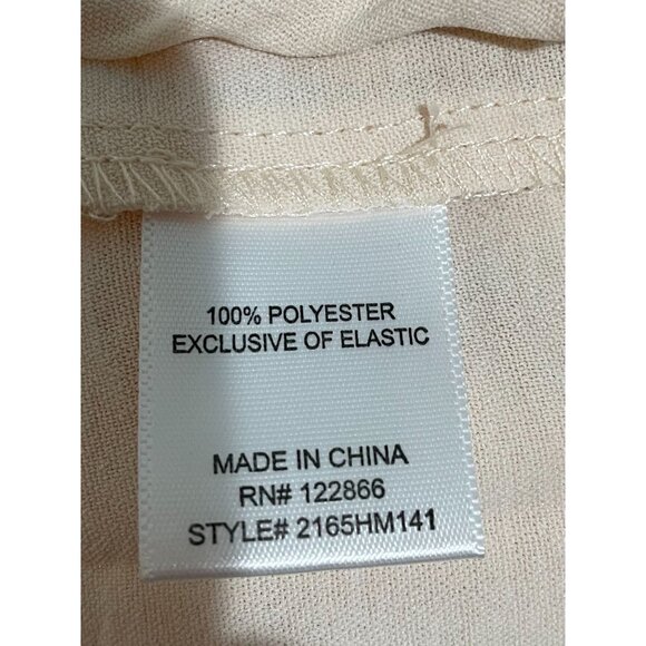 Chenault Womens XL Beige Long Sleeve Button-Up Blouse With Smocked Cuffs - Picture 11 of 12